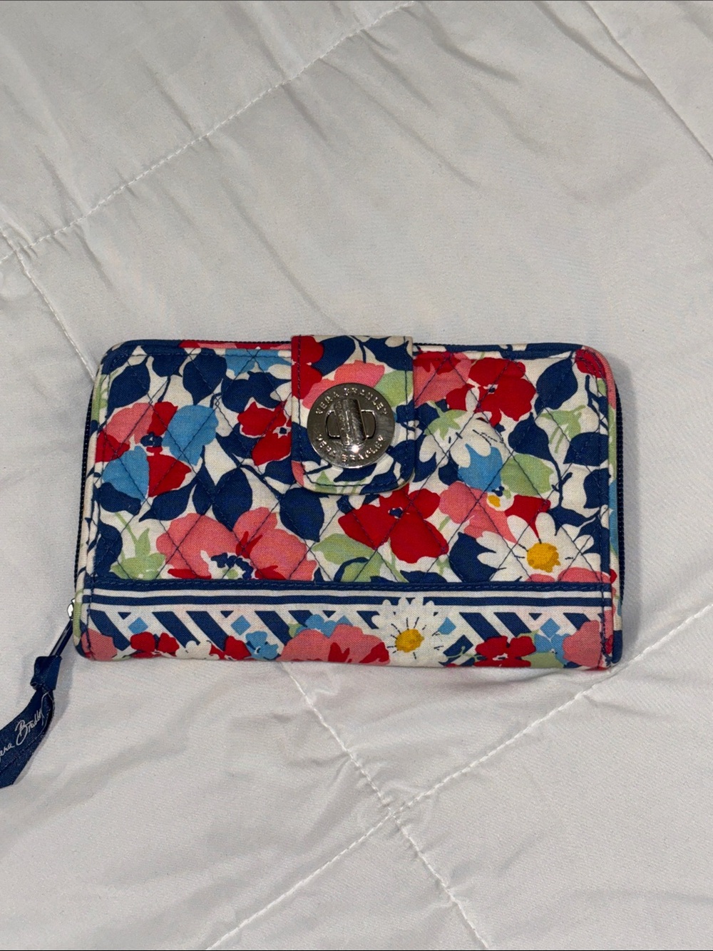 Vera Bradley Navy, Red, Pink & Green Floral Zip Wallet